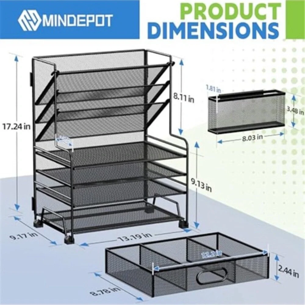 Desk Organizer File Tray Multi Tier Paper Holder Office Supply Storage Rack